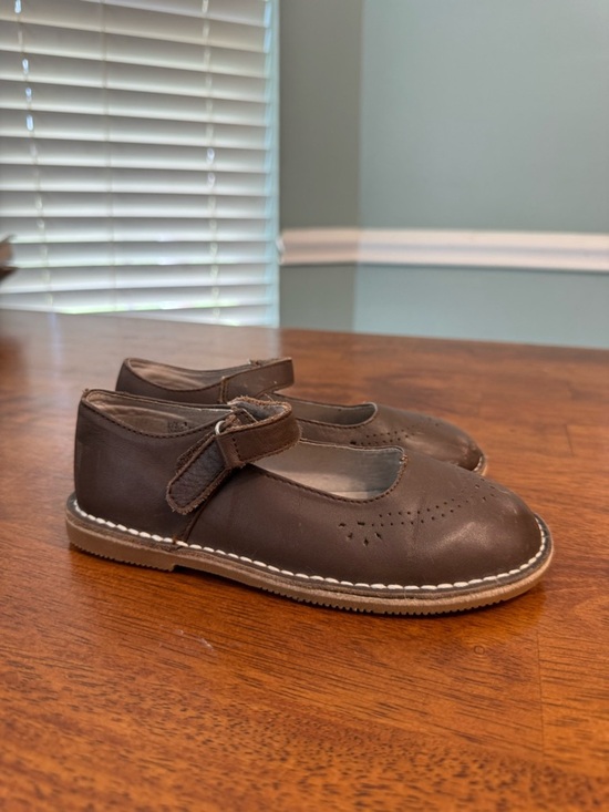 Toddler Girls Antonia Leather Mary Jane School Shoes – Petit  L\'Amour Antonia Girls Mary Jane Shoes Brown Leather Perforated School size 1